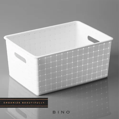 Vista 5 de BINO Cestas de almacenamiento de plástico grandes - blancas THE STABLE COLLECTION Almacenamiento multiusos Organizador de gabinete rectangular