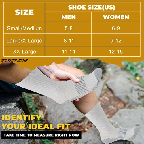 Vista 3 de FOOTPLUS Calcetines de compresión de cobre para senderismo, unisex, con suela acolchada y soporte de arco atlético, calcetines para correr