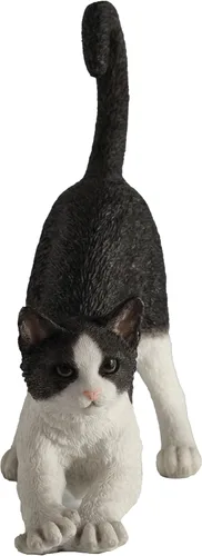 Vista 3 de Veronese Design Figura pintada a mano de resina de estiramiento de gato blanco y negro de 4 7/8 pulgadas