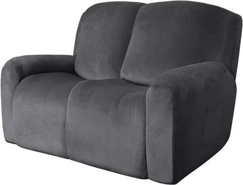 Vista 19 de Easy-Going Sofá biplaza reclinable de terciopelo con funda de consola central, fundas elásticas para sofá reclinable de 8 piezas, funda de sofá