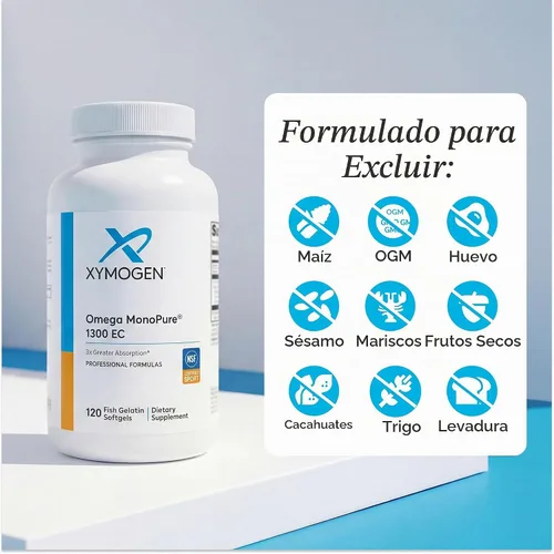 Vista 6 de XYMOGEN Omega MonoPure 1300 EC - Aceite de pescado con 3 veces mayor absorción - Suplemento DHA EPA Omega-3 para apoyo cardiovascular + cognitivo