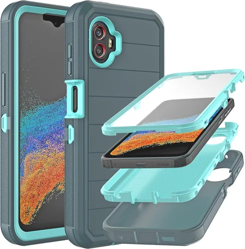 Vista 11 de Funda para Galaxy Xcover 6 Pro con protector de pantalla integrado, a prueba de caídas, funda duradera de 3 capas, a prueba de golpes, funda de goma