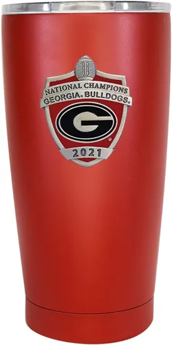 Vista 4 de Heritage Pewter Georgia Bulldogs 2021-2022 National Champions - Vaso de 15 onzas - Negro Taza térmica duradera de viaje para café Incrustación