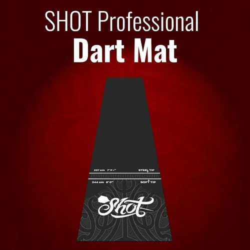 Vista 2 de Shot Darts - Alfombrilla de dardos profesional de alta resistencia, hecha de goma gruesa de grado industrial que absorbe los golpes y no se riza
