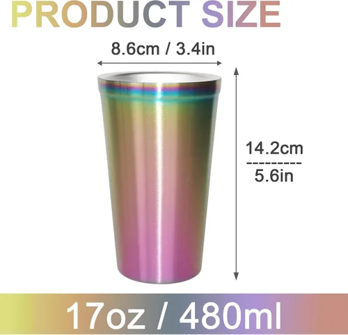 Vista 5 de Youda Vasos aislados de acero inoxidable de doble pared (juego de 2) apilables, taza de café/taza de té/vasos de cerveza enfriadores, ideales