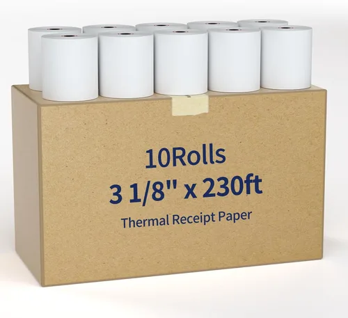 Vista 13 de Papel de recibo térmico 3 1/8 x 119 Papel de recibo Caja registradora POS Papel de recibo 10 rollos