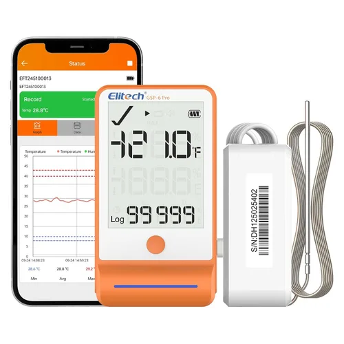 Vista 20 de Elitech ISO 17025 Certificado GSP-6 Bluetooth Data Logger Temperatura Humedad 100000 Readings, Shadow Data, Max Min Record, Auto PDF/CSV