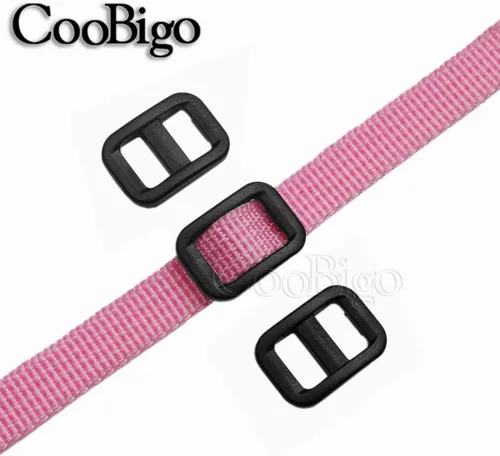 Vista 6 de CooBigo Webbing Plastic Slider Tri-Glide Adjust Buckles for Cat Dog Collar Backpack Straps