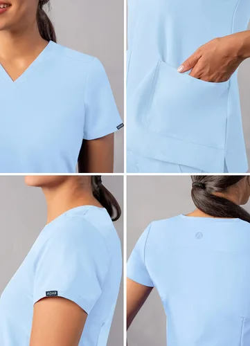 Vista 4 de Adar Addition - Ropa quirúrgica para mujer, moderna camiseta médica con cuello en V