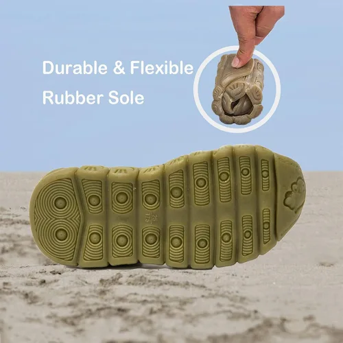 Vista 5 de Athlefit Sandalias de cuero para niños y niñas, sandalias de cuero para deportes al aire libre, sandalias casuales