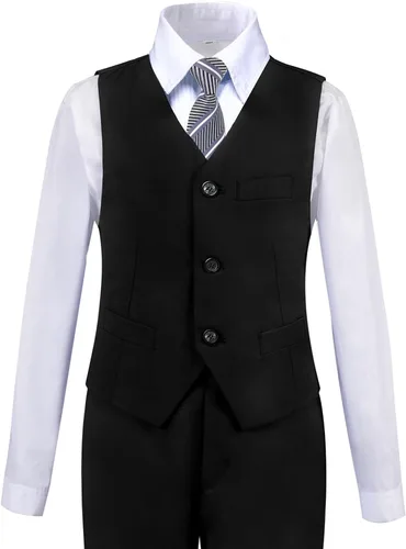 Vista 4 de Trajes de esmoquin para niños, conjunto de traje de boda formal para niño pequeño