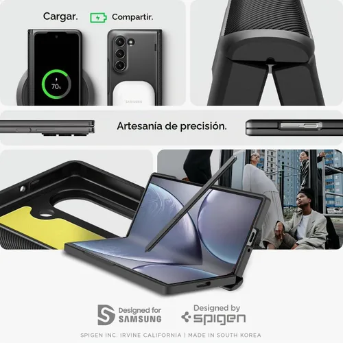 Vista 7 de Spigen Funda para Galaxy Z Fold 6, Slim Armor Pro (2024) [protección de bisagra] - Negro Negro