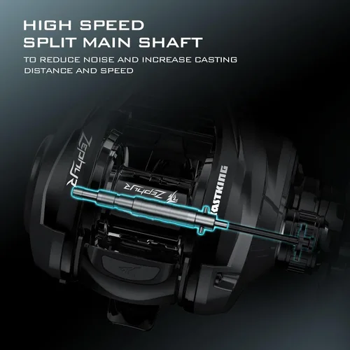Vista 15 de KastKing Zephyr Baitcasting Fishing Reels with 7.2:1 Gear Ratio Negro-izquierda
