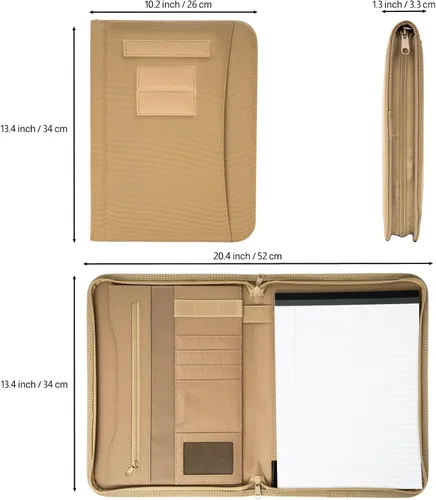 Vista 2 de VEPKOIT Portafolio militar con cremallera y funda táctica para cuaderno con bloc legal para carpeta A4, planificador grande de carpetas OCP