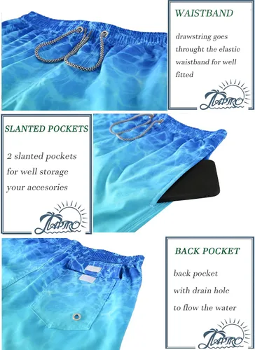 Vista 5 de APTRO Men's Swim Trunks Quick Dry Bathing Suits 9" Mesh Lining Swimsuits Beachwear Board Shorts