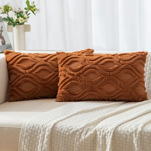 Vista 12 de MIULEE - Juego de 2 fundas de almohada de lana sintética suave y afelpada, fundas decorativas de estilo bohemio para sofá, sala de estar, cama, 16 x