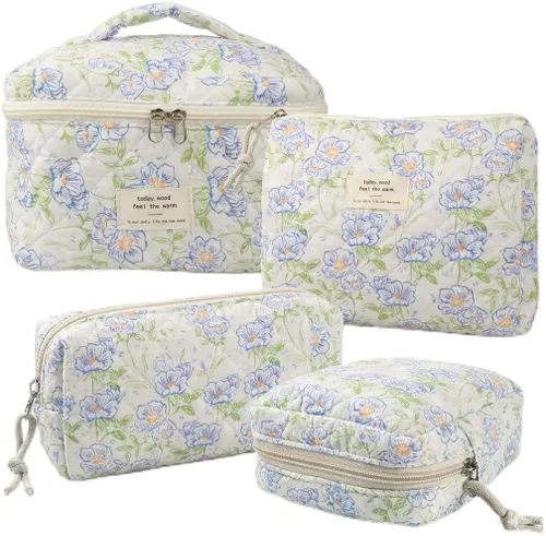 Vista 10 de NATINSA Bonita bolsa de maquillaje para mujer (2 unidades), bolsas de cosméticos de viaje, bolsa organizadora de artículos de tocador con diseño 21