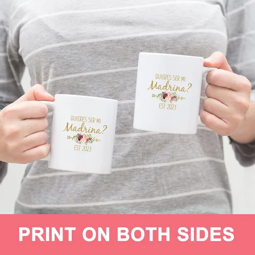 Vista 3 de Quieres Ser Mis Padrinos De Bautizo Madrina Regalos En Español Madrina Propuesta Quieres Ser Mi Madrina Padrino Taza De Café Padrinos De Bautizo