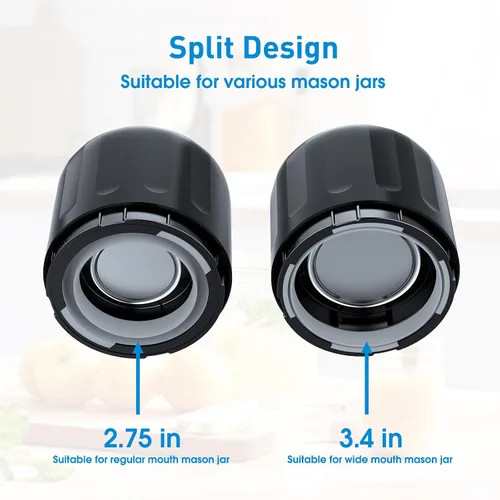 Vista 4 de Kit de sellado al vacío mejorado con parada automática para tarros Mason, incluye tapas, para tarros de boca ancha y regular, pantalla grande