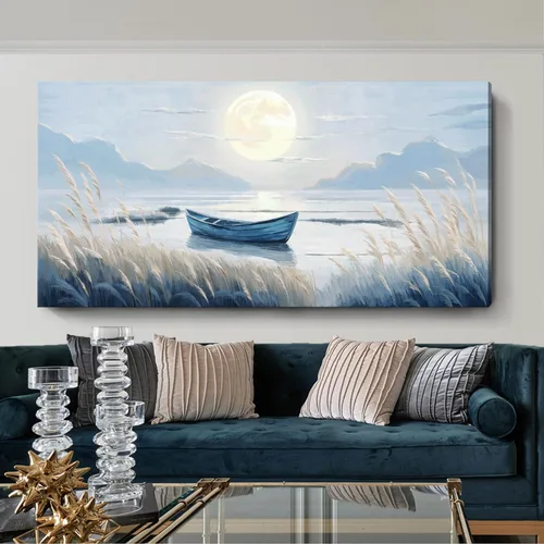 Vista 13 de Arte de pared para baño, decoración costera, barco náutico en la playa, lienzo con imagen de gaviota del océano, paisaje marino, arte de granja