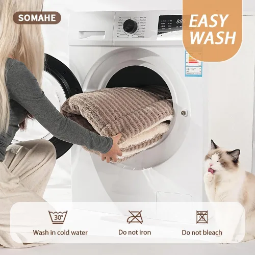 Vista 7 de SOMAHE Tapete de cama autocalentable para gatos, 1.5 pulgadas de grosor Café