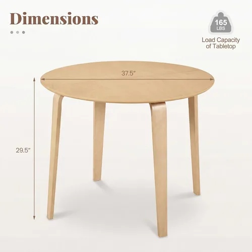 Vista 7 de GIANTEX Mesa de comedor redonda para 2-4, mesa de cocina de 37.5 pulgadas Natural