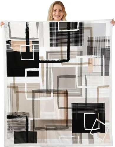 Vista 31 de Erosebridal Black Blue Triangles Square Fleece Throw Blanket 40"x50" - Ultra-Soft for Couch Sofa Bed,3D Geometric Pattern Sherpa Blanket,Abstract