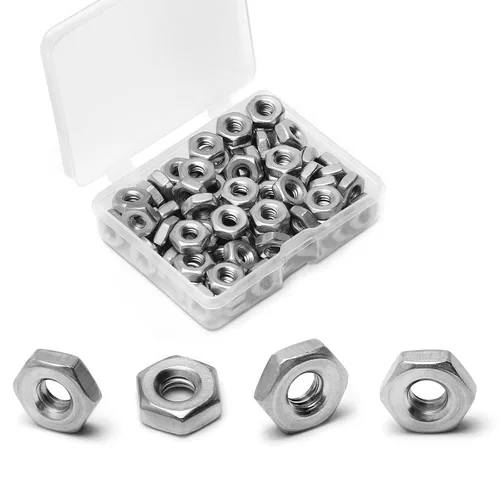 Vista 9 de 100 piezas de tuercas hexagonales de 1/4-20, acero inoxidable 304, accionamiento hexagonal, tuercas UNC, tuercas de repuesto de 1/4" de acero