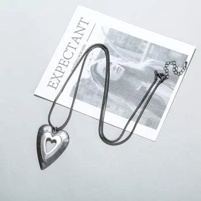 Vista 7 de COOSTUFF ANNA Collar con dije de corazón de amor para mujer, joyería de moda, collares largos de suéter Chian, Metal