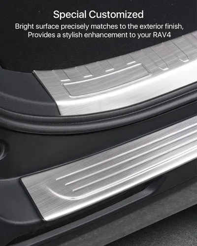 Vista 5 de Protector de parachoques trasero para Toyota RAV4 2023 2024 2025, cubierta protectora del umbral de la puerta del maletero, protector de placa