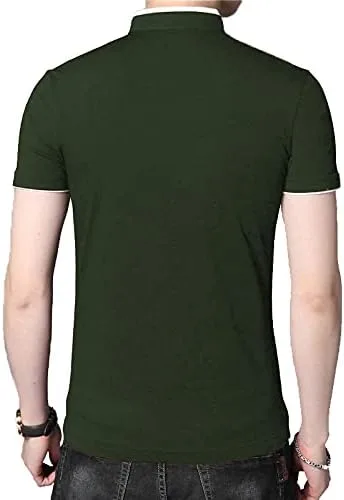 Vista 3 de Decrum Camisas Henley para hombre - Camisas y camisetas de manga cortalarga con cuello mandarín