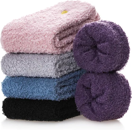 Vista 5 de Calcetines mullidos para mujer, de microfibra súper suave, mullidos, acogedores, para invierno, cálidos, mullidos