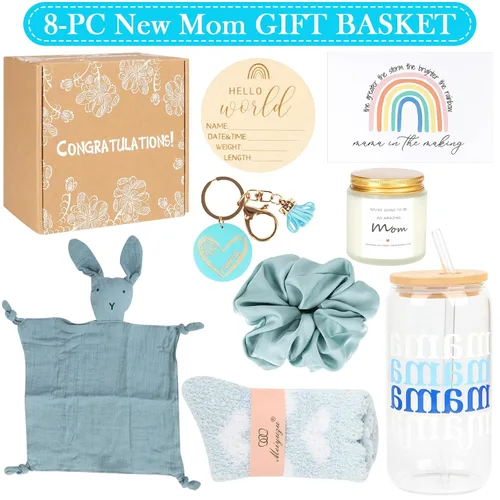 Vista 3 de Caja de regalo para nueva mamá, regalos de embarazo para futura mamá, cesta de regalo para niñas y niños, regalos posparto para madres primerizas