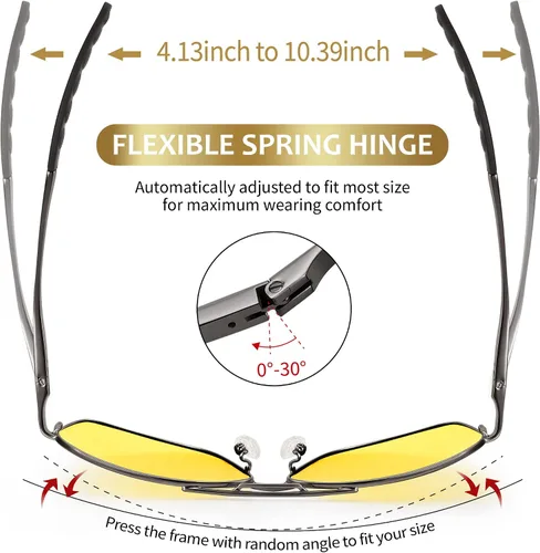 Vista 5 de Peekaco Gafas de sol polarizadas cuadradas estilo aviador para hombres y mujeres marco de metal completo estilo piloto para pesca y conducción