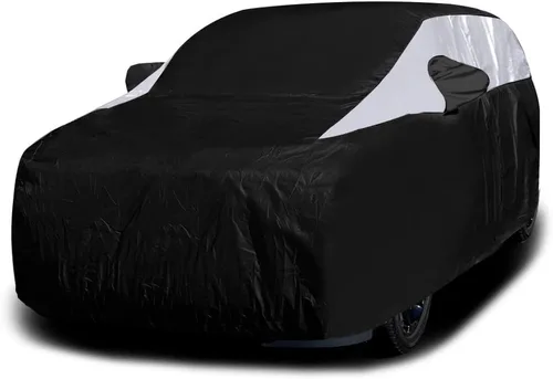 Vista 13 de Cubierta de coche Titan Jet Black Poly 210T para sedanes 186-202". Impermeable, protección UV, resistente a los rasguños, apertura con cremallera