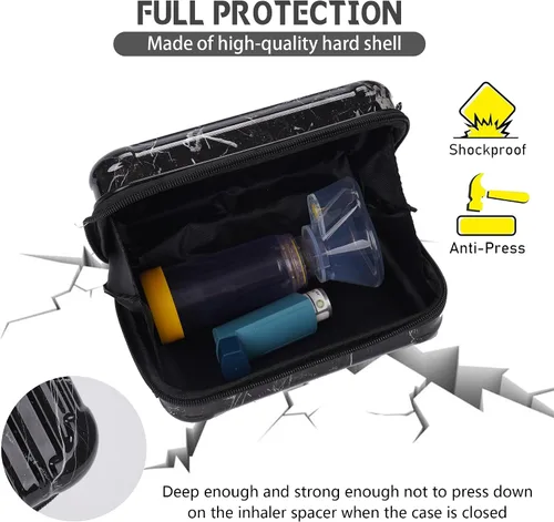 Vista 4 de MGZNMTY Estuche de transporte de viaje para inhalador de asma, espaciador de inhalador para niños y adultos, máscaras, bolsa de soporte con cuerda