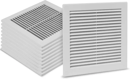 Vista 38 de Paquete de 2 cubiertas cuadradas de ventilación de aire de 4" x 4" (tamaño exterior) - Deflector de ventilación de plástico negro - Malla