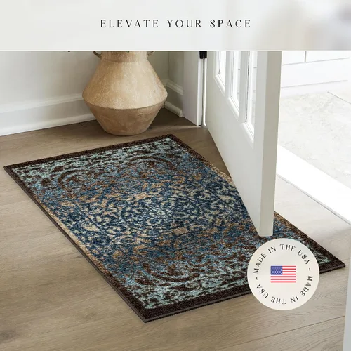 Vista 3 de Maples Rugs Pelham - Alfombra vintage para sala de estar y dormitorio [Hecha en EE.UU.]