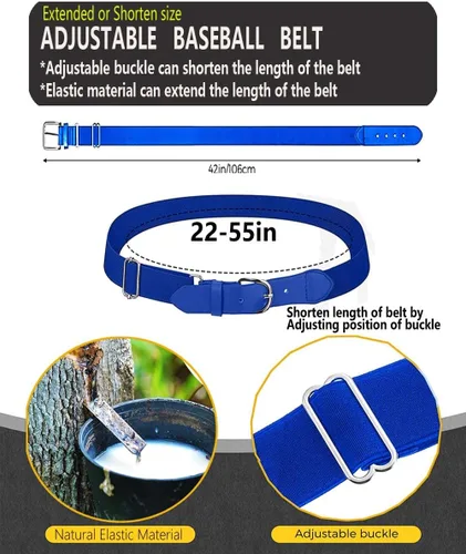 Vista 7 de Cinturón de béisbolsóftbol, cinturón de uniforme de tamaño ajustable para hombres, niños y jóvenes
