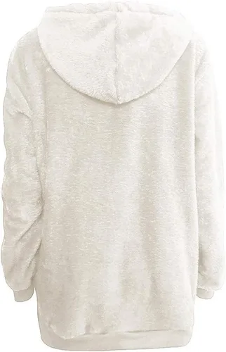 Vista 5 de ZJRXM Sudadera casual con capucha de forro polar sintético con cremallera y cordón suave para mujer