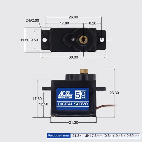 Vista 4 de AGFRC Servo RC Sub-Micro de Alta Velocidad 0.075s para Coches RC 1/28