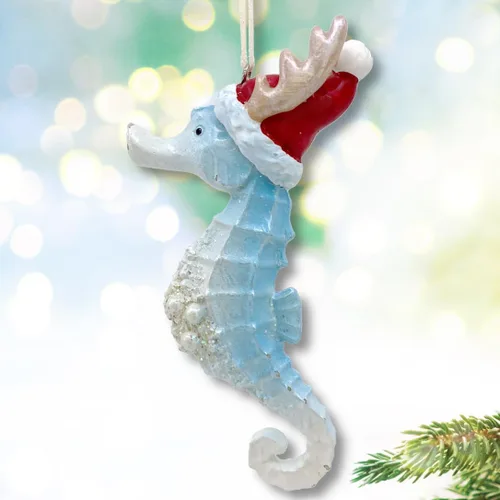 Vista 7 de Adornos de Navidad costeros – Caballito de mar, medusa, pulpo, decoración de árbol de playa, juego de 3