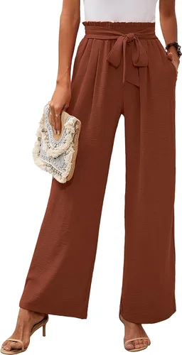 Vista 53 de Heymoments Wide Leg Pant for Women High Waist Trouser A01-negro