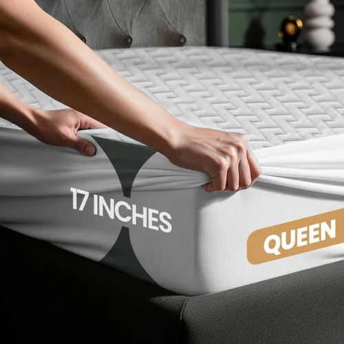 Vista 3 de Utopia Bedding – Protector impermeable de colchón tamaño Queen, funda de colchón premium con tela suave 3D Air, se ajusta hasta 17 pulgadas de Blanco