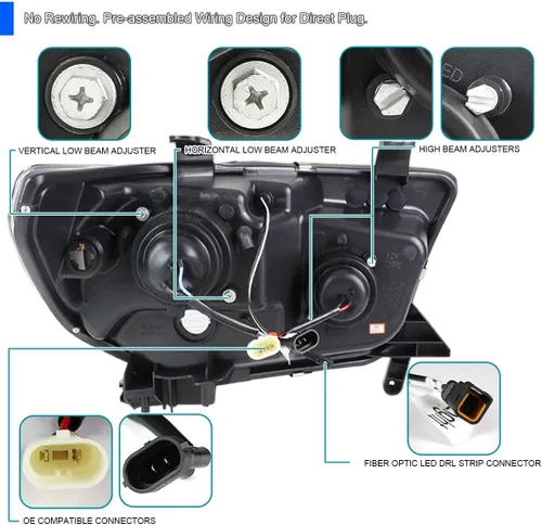 Vista 4 de SPEC-D TUNING - Faros delanteros negros para proyector