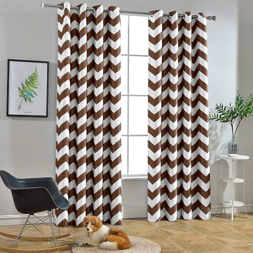 Vista 11 de Melodieux - Cortinas de chevron de moda para sala de estar y comedor, cortinas con ojales oscurecedores y parte superior para ventanas