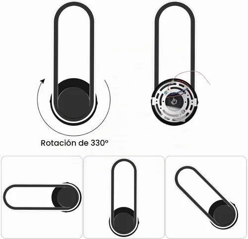 Vista 2 de XEYOU Aplique de pared moderno de 12 W, giratorio, 330°, para interiores, color negro, LED, para dormitorio, sala de estar, hotel, pasillo, pasillo