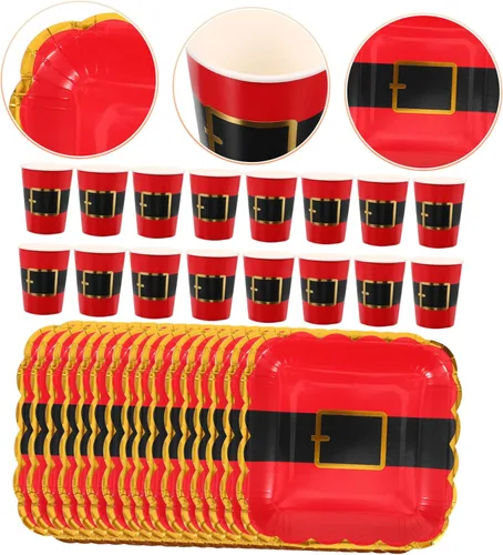 Vista 4 de NOLITOY 1 juego de tirar de la bandera decoraciones de Navidad camping taza desechable decorar suministros de fiesta taza de fiesta de Navidad tazas