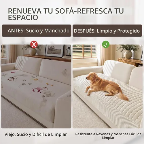 Vista 6 de OHSIO Funda de sofá de felpa suave para sofá, funda lavable de terciopelo Blanco