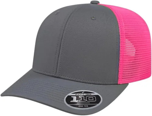Vista 122 de Cap America i8502 Flexfit 110 Premium - Gorra de camionero de perfil medio con 6 paneles de malla trasera con protección UV y cierre ajustable